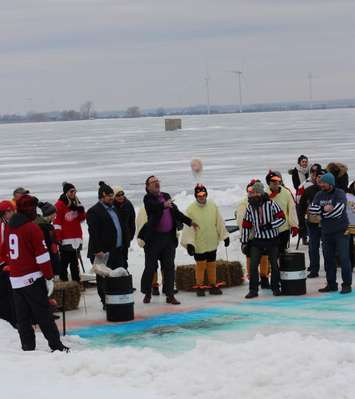 Bayside Brewing Company's first annual 'Chuck a Chicken' event in Erieau on February 23, 2019. (Photo courtesy Brent Wilken)