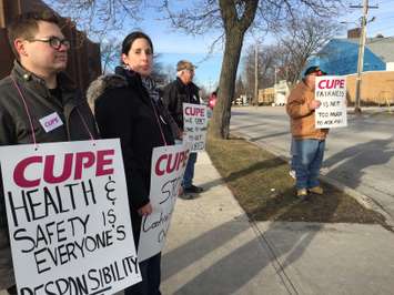 CUPE 1238 held an information picket and rally at the Lambton Kent District School Board's Sarnia office Tuesday afternoon. February 23, 2016 (BlackburnNews.com Photo by Briana Carnegie)
