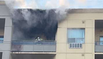 Fifth floor balcony fire (Image courtesy of the London Fire Department via X)