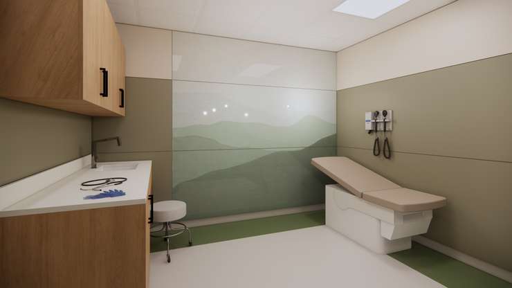 Conceptual rendering of private clinic/exam room space at Bluewater Health cancer clinic (Photo courtesy of Bluewater Health)