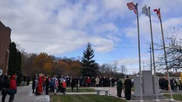 Members of the community gathered at the Aamjiwnaang First Nation Cenotaph for the annual Remembrance Day ceremony. November 10, 2017 (BlackburnNews.com Photo by Colin Gowdy)