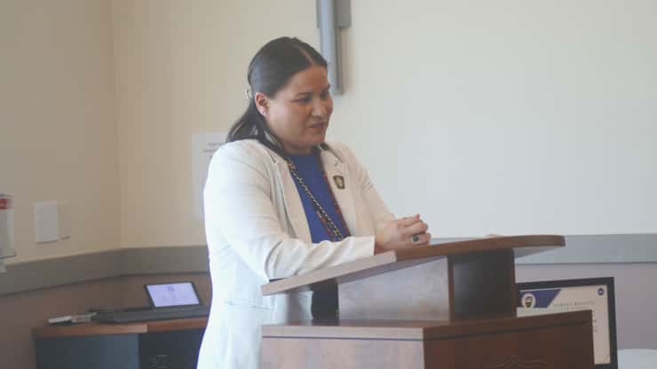 Aamjiwnaang First Nation Chief Janelle Nahmabin. September 28, 2026. (Photo by Natalia Vega)