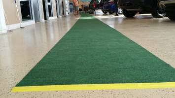 The putting green set up at Chatham Chrysler for their 