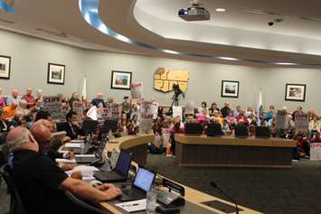 Striking library workers in Essex County attend the regular meeting of Essex County Council on October 19, 2016. (Photo by Ricardo Veneza)