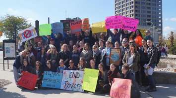 Sarnia's anti-poverty rally at city hall. October 14, 2016 BlackburnNews.com photo by Leeya Morrow
