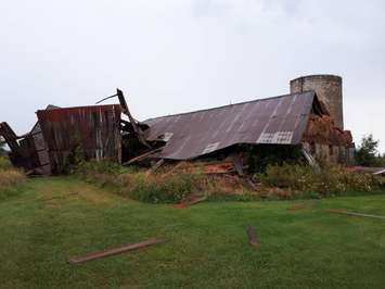 A barn damaged in a storm Sept 11/19 (Submitted photo by Rokeby Line resident)