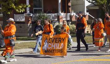 Truth and Reconciliation March held in downtown Sarnia. October 1, 2025. (Photo by Natalia Vega)