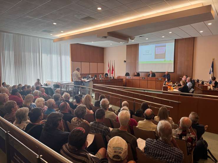 Chris Beausoleil shares his opinion on the Indwell project. August 11, 2025 Blackburn Media photo by Melanie Irwin.