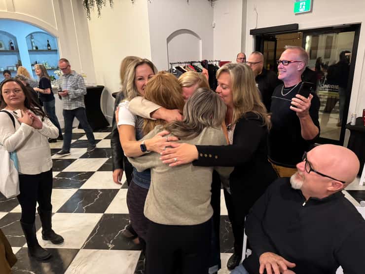 An emotional Carrie McEachran celebrates her mayoral victory in Sarnia with supporters. October 26, 2026 Photo by Melanie Irwin.