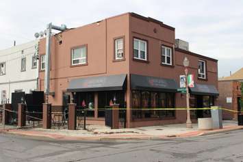 Masaya Cafe and Lounge on Erie St. in Windsor is the scene of a fire investigation, May 21, 2015. (Photo by Mike Vlasveld)