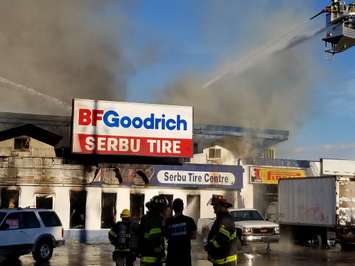 Fire at Serbu Tire in Windsor on June 23, 2019 (photo courtesy Connie Anderson)