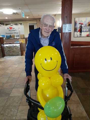 Balloon buddies delivered by Just Baskits and Balloon Decor to residents at Sarnia’s Rosewood Village Retirement Home. Photo courtesy of executive director Jenica Tanguay. January 2021.
