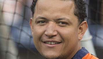 Miguel Cabrera of the Detroit Tigers before Game 1 of the 2014 American League Division Series in Baltimore. Photo courtesy Keith Allison/Wikipedia.