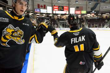 The Sarnia Sting hosting the Saginaw Spirit in OHL action.  2 March 2022.  (Metcalfe Photography)