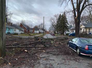 CK Fire and Entegrus crews respond to a power outage on Cornhill Street in Chatham. December 30, 2019. (Photo by Chris McLeod)