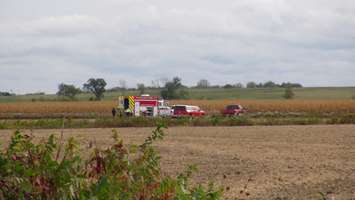 Emergency crews on scene at a plane crash north of Chatham, October 2, 2015 (Photo by Jake Kislinsky)
