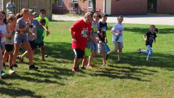 Bothwell student Joey DeNuke leads his schoolmates on their Terry Fox Run (Photo by Jake Kislinsky)