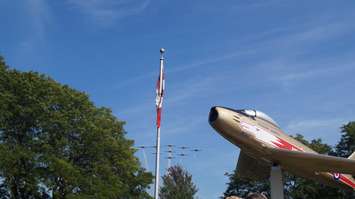 Snowbirds fly over the F-86 Sabre Golden Hawk Memorial September 15, 2016 (BlackburnNews.com Photo by Briana Carnegie)