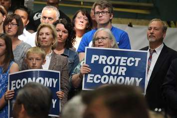 Conservative Leader Stephen Harper makes a campaign stop during the 2015 federal election at Windsor's Anchor Danly on September 20, 2015. (Photo by Ricardo Veneza)