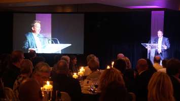 Canadian and Humanitarian Stephen Lewis addressed over 230 people at the Holiday Inn in Point Edward Wednesday for Bluewater Health Foundation's gala. October 14, 2015 (BlackburnNews.com Photo by Briana Carnegie)