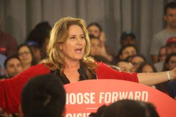 Liberal candidate for Windsor West Sandra Pupatello addresses a rally at the St. Clair Centre for the Arts, Windsor, September 16, 2019. Photo by Mark Brown/Blackburn News.