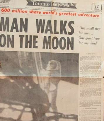 Toronto Star headline July 21, 1969 (submitted photo)