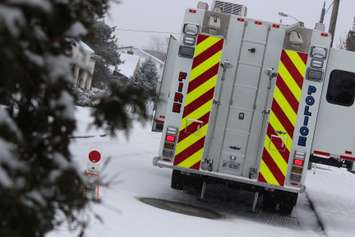 Windsor police detectives were back canvassing neighbours on January 21, 2015 about a murder on Benjamin Ave. that happened on December 11, 2014. (Photo by Jason Viau)