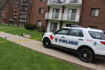 Windsor police investigate a stabbing in the 400 block of Glengarry Ave., April 22, 2015. (Photo by Jason Viau)