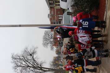 Flag raising ceremony for Rogers Hometown Hockey at the Chatham-Kent Civic Centre on December 12, 2018. Photo by Allanah Wills)