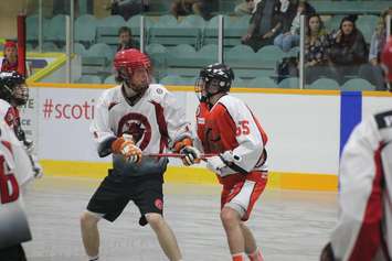 The Wallaceburg Red Devils take on the Point Edward Pacers in Jr. B lacrosse action. (Photo courtesy of Jocelyn McLaughlin)