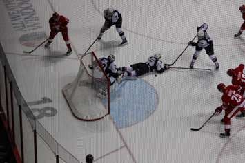 The Windsor Spitfires lose 2-4 against the Sault Ste Marie Greyhounds on November 16, 2014 at the WFCU Centre. (Photo by Jason Viau)