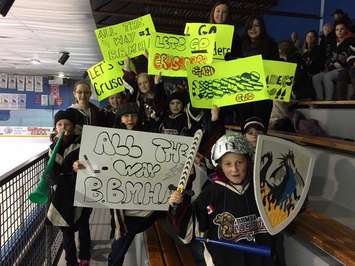 Blyth-Brussels fans cheer during the Pee Wee 