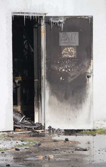 The scene of a $1-million fire at Mayson Machining on Sandwich St. in Windsor, Novermber 18, 2014. (photo by Mike Vlasveld)