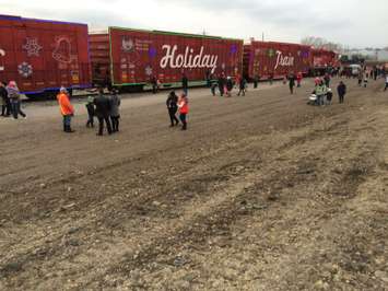 Hundreds gather in Windsor to watch as the CP Holiday Train pulls in. (Photo by Jason Viau)