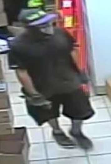 A suspect wanted in connection with  break-ins in Komoka and Delaware, August 4, 2018. Photo courtesy of Middlesex OPP.