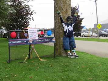 Lucan residents have setup hockey displays in their yards  as part of Kraft Hockeyville, September 18, 2018. (Photo by Miranda Chant, Blackburn News)