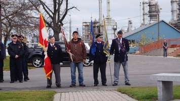 Members of the community gathered at the Aamjiwnaang First Nation Cenotaph for the annual Remembrance Day ceremony. November 9, 2016 (BlackburnNews.com Photo by Melanie Irwin)