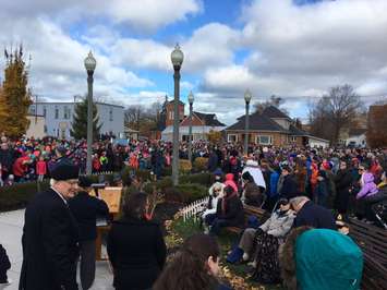 Remembrance Day ceremony at Port Elgin Cenotaph in 2016. (Photo by Jordan MacKinnon)