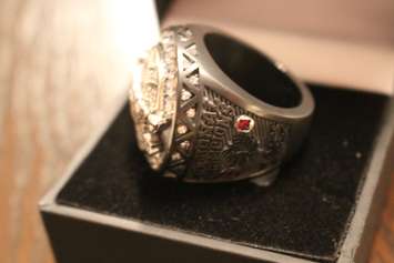 The Windsor Express NLB of Canada championship ring for the 2014/2015 season. (Photo by Ricardo Veneza)