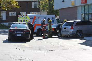 The scene after a van ran into the front of the Shoppers Drug Mart on Queen St. in Chatham, October 25, 2016 (Photo by Jake Kislinsky)