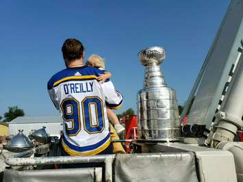 Ryan O'Reilly in Seaforth with the Stanley Cup on July 25, 2019. (Photo by Adam Bell)