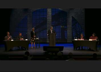 Sarnia-Lambton Chamber of Commerce municipal election debated hosted at the Imperial Theatre. October 12, 2022 Screenshot from live-stream.