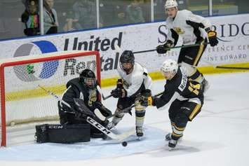 Sarnia Sting players taking part in the annual Black and White Game in support of the United Way.  2 September 2022.  (Metcalfe Photography)