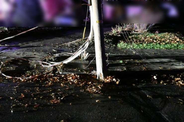 Downed hydro lines at Lakeshore Road and McMillen Parkway East. November 12, 2024. (Photo courtesy of Sarnia Police Service) 