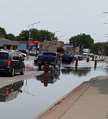 Flooding is seen on Front Road in LaSalle on July 8, 2019. Photo courtesy of Town of LaSalle.