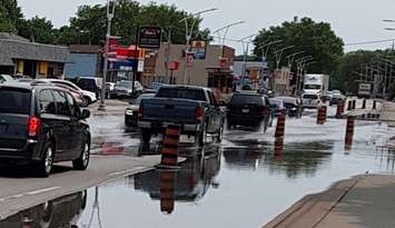 Flooding is seen on Front Road in LaSalle on July 8, 2019. Photo courtesy of Town of LaSalle.