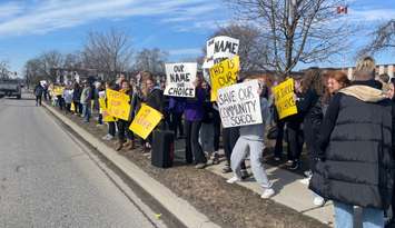 Students rally outside Kingsville District High School, February 23, 2024. (Photo by Maureen Revait) 
