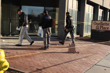 Windsor police investigate a stabbing at 810 Ouellette Ave., April 24, 2015. (Photo by Jason Viau)