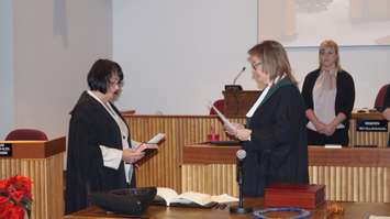 Sarnia City Councillor Bev MacDougall is elected Lambton County's 156th Warden. December 10, 2014 (BlackburnNews.com photo by Jake Jeffrey)
