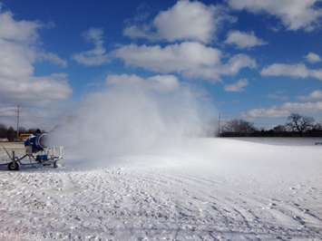 Boarder Pass is constructing Ontario's first cable snow park near Lambton College. January, 2015 (BlackburnNews.com photo by Melanie Irwin)